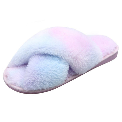 flowersverse Home Sweet Home Faux Fur Slippers