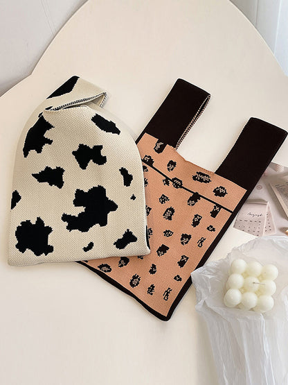 flowersverse Urban Knitting Cow Pattern Bags Accessories Handbags