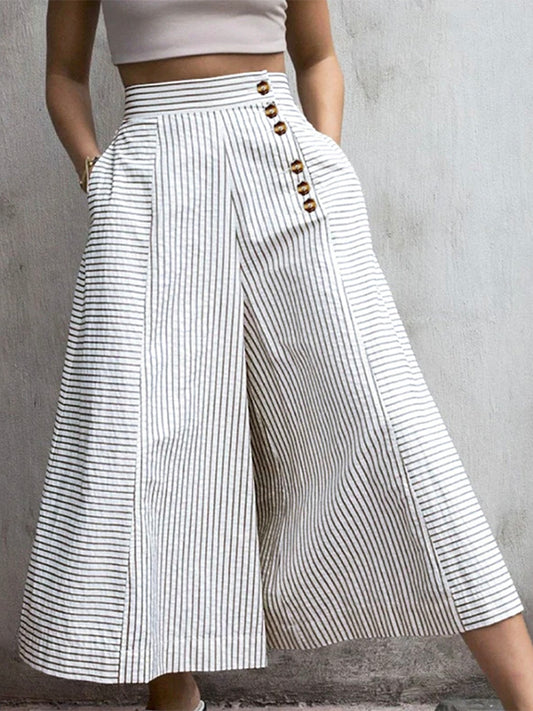 flowersverse Original Casual Loose Wide Leg Striped Pants