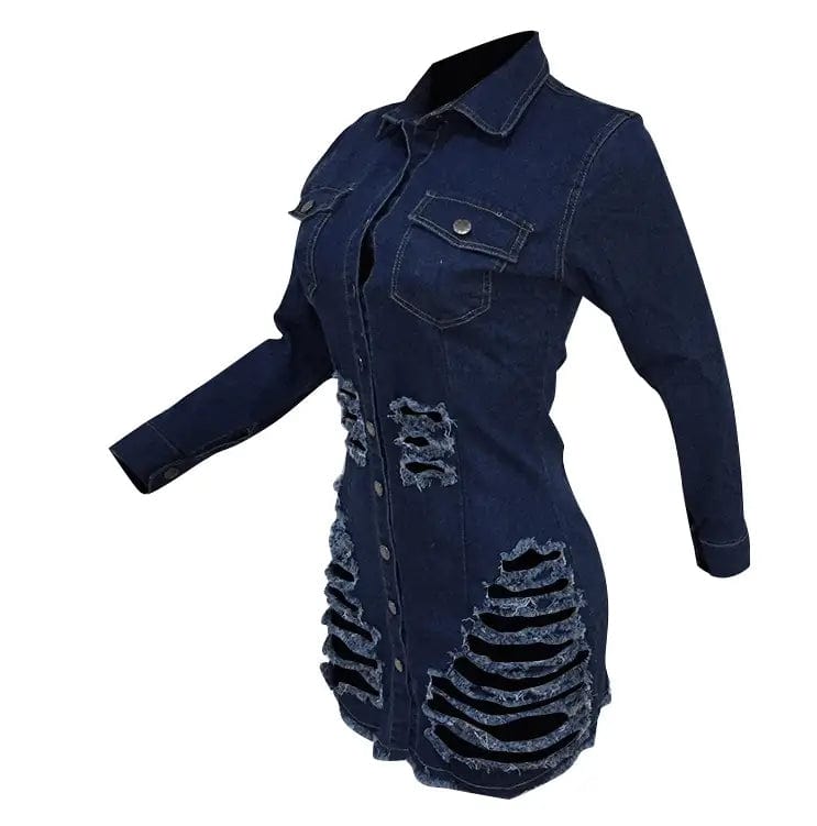 flowersverse Shredded denim dress denim casual dress