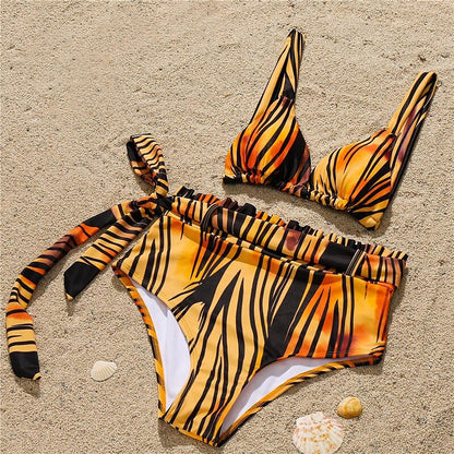 flowersverse Women's Swimwear Bikini Normal Swimsuit 2 Piece Printing Graphic Yellow Bathing Suits Sports Summer