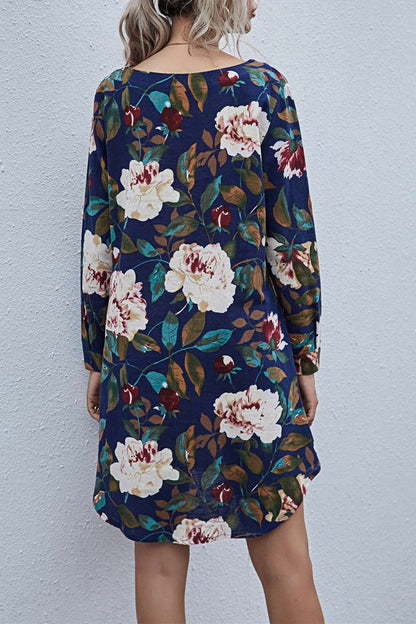 flowersverse Floral Printed Long Sleeve Dress