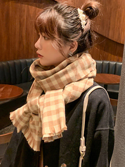 flowersverse 4 Colors Plaid Girlish Sweetness Scarf&Shawl