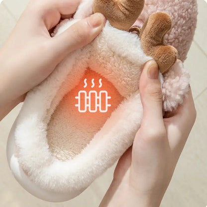 flowersverse Christmas Shoes Winter Home Slippers Elk Soft Cozy Bedroom Slipper Slip On House Shoes