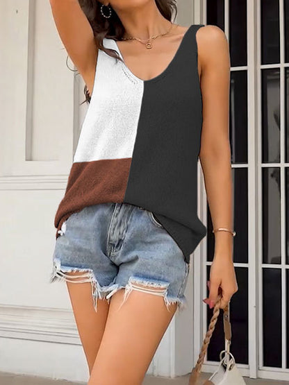 flowersverse Multi-Colored Sleeveless V-neck Vest Top