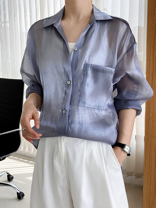 flowersverse Original Simple Casual Solid Color Sun-Protection Blouse