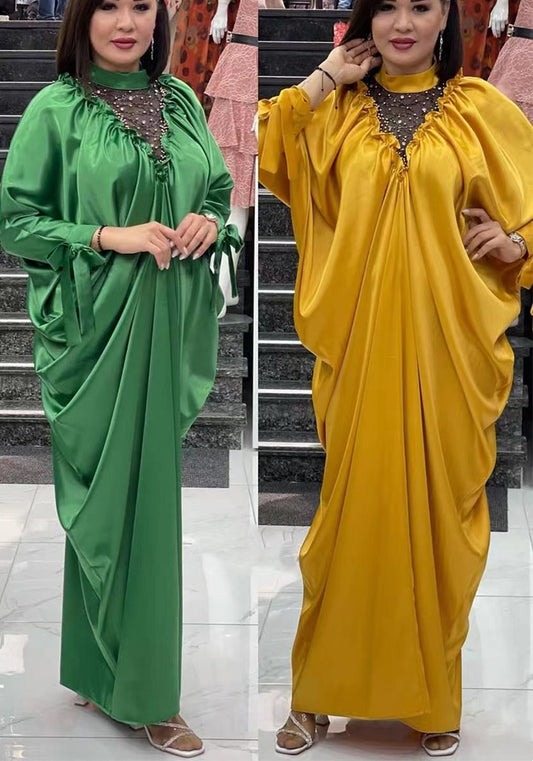 flowersverse Casual Solid Color Muslim Abaya African Ladies Plus Size Dress