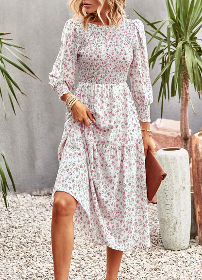 flowersverse TRADING PLACES FLORAL MIDI DRESS - CREAM