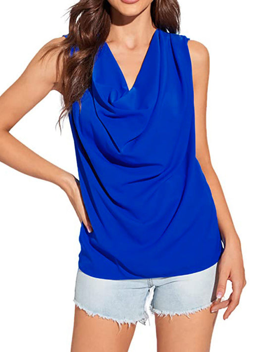 flowersverse Solid Color Loose Sleeveless V-Neck Vest Top