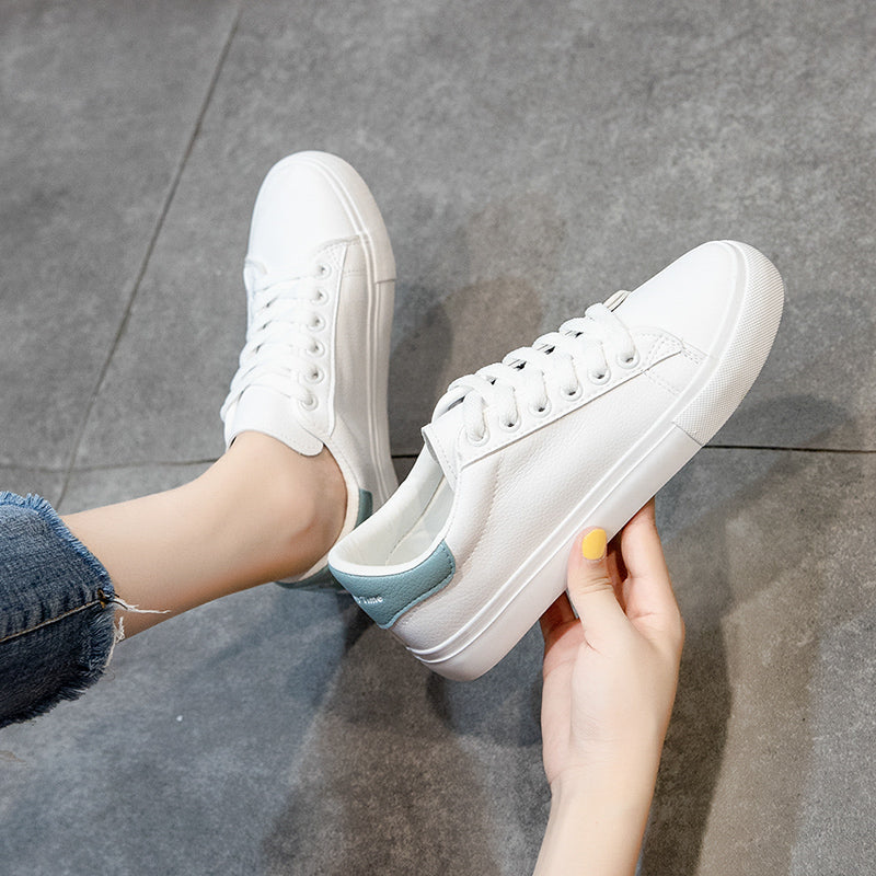 flowersverse Woman Shoes New Fashion Woman Casual High Platform Leather Women Casual White Shoes Breathable Sneakers Women&#39;s Vulcanize Shoes