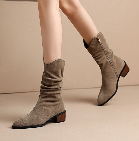 flowersverse Elegant Lace-Up Zipper Boots