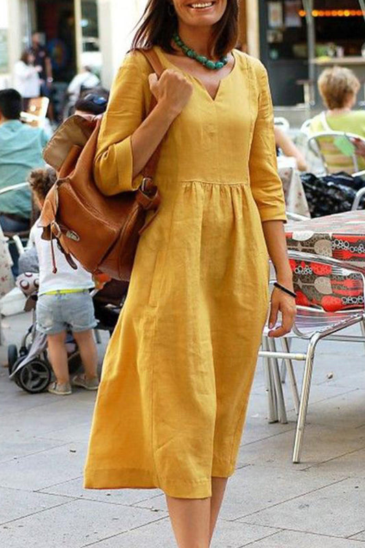 flowersverse Casual Simplicity Solid Solid Color V Neck One Step Skirt Dresses