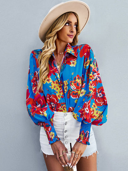 flowersverse Casual Loose Floral Blouses&Shirts Tops