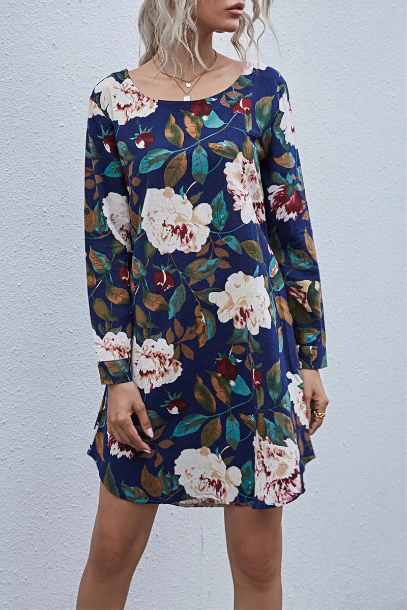 flowersverse Floral Printed Long Sleeve Dress