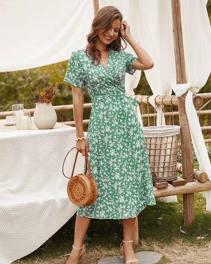 flowersverse Spring and summer floral short-sleeved dress