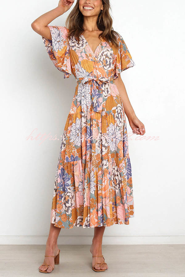 flowersverse Melody of Summer Floral Ruffle Midi Dress