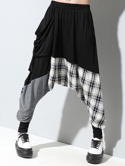 flowersverse Loose Plaid Split-joint Harem Pants