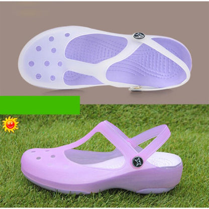 flowersverse Summer Women Sandals Jelly Flat Shoes Waterproof Female Ankle Buckle Slippers Soft Light Slides Comfortable Beach Shoes