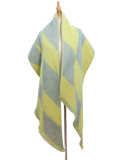 flowersverse Diamond-Patterned Fringed Keep Warm Shawl&Scarf