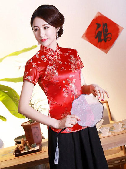 flowersverse Vintage Plum Blossom Cheongsams Tops