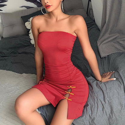 flowersverse Women Off Shoulder Stretchy Package Hip Bodycon Mini Dress Fashion Ladies Strapless Slim Short Club Dress