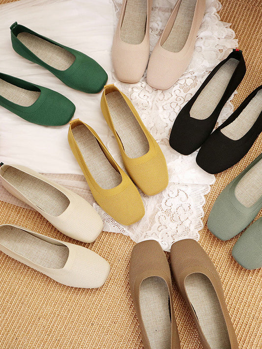 flowersverse Breathable Solid Color Flat Shoes