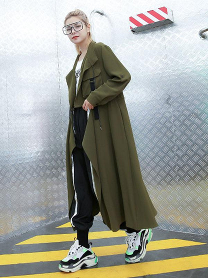 flowersverse Light Loose Solid Trench Coat