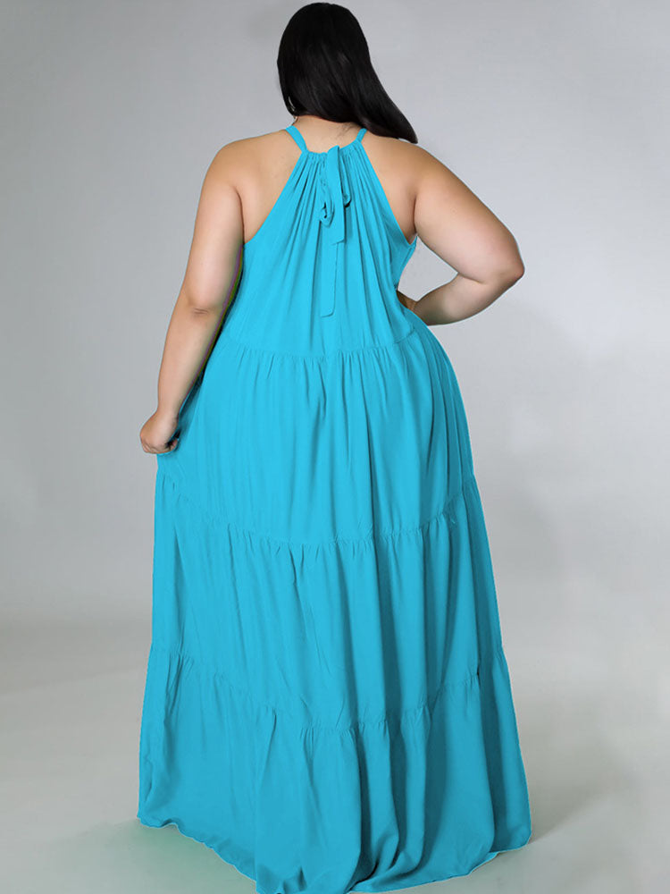 flowersverse Plus Size Sleeveless Ruched Maxi Dresses