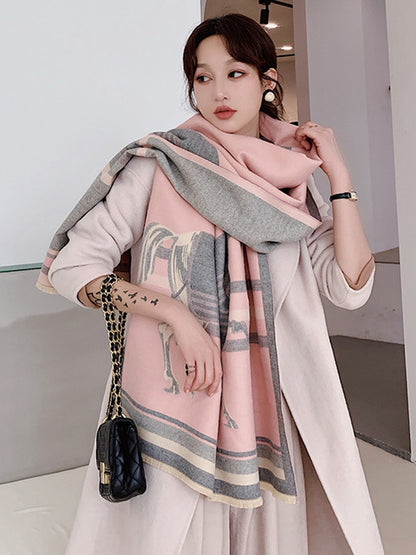 flowersverse Personality Warm Cartoon Print Shawl&Scarf