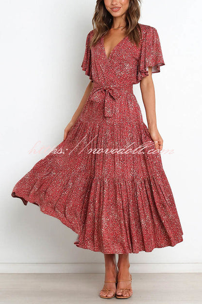 flowersverse Melody of Summer Floral Ruffle Midi Dress