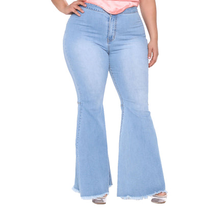 flowersverse Fashion Slim Fit Wide Leg Sexy Plus Size Flared Jeans