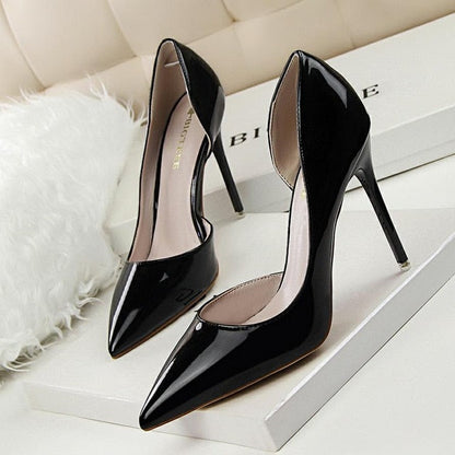 New Women pumps Elegant pointed toe patent leather office lady Shoes Spring Summer High heels Wedding Bridal Shoes