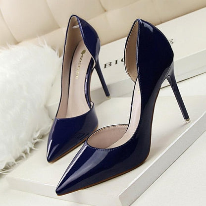 New Women pumps Elegant pointed toe patent leather office lady Shoes Spring Summer High heels Wedding Bridal Shoes