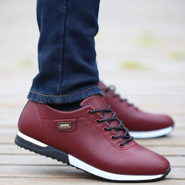 Men's PU Leather Business Casual Shoes for Man Outdoor Breathable Sneakers Male Fashion Loafers Walking Footwear Tenis Feminino