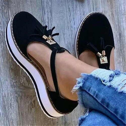 flowersverse Spring Summer Women's Tassel Round Toe Flat Shoes New Ladies Platform Casual Shoes Dress Party Cute Female Vulcanized Shoes