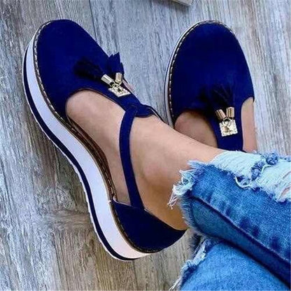 flowersverse Spring Summer Women's Tassel Round Toe Flat Shoes New Ladies Platform Casual Shoes Dress Party Cute Female Vulcanized Shoes