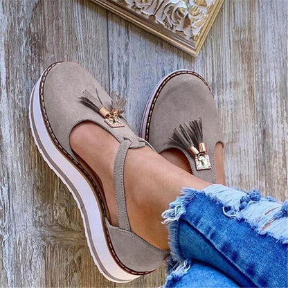 flowersverse Spring Summer Women's Tassel Round Toe Flat Shoes New Ladies Platform Casual Shoes Dress Party Cute Female Vulcanized Shoes