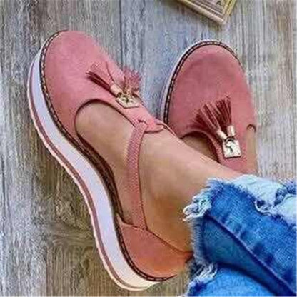 flowersverse Spring Summer Women's Tassel Round Toe Flat Shoes New Ladies Platform Casual Shoes Dress Party Cute Female Vulcanized Shoes