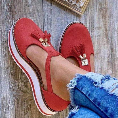 flowersverse Spring Summer Women's Tassel Round Toe Flat Shoes New Ladies Platform Casual Shoes Dress Party Cute Female Vulcanized Shoes