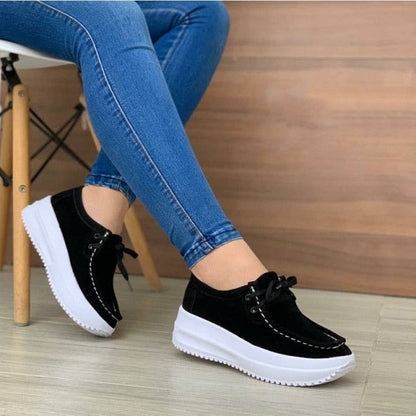 Chunky Sneakers Women New Solid Color Thick Bottom Lace Up Walking Women's Shoes Female Breathable Non Slip Platform Shoes