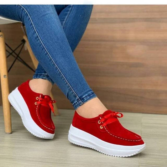 Chunky Sneakers Women New Solid Color Thick Bottom Lace Up Walking Women's Shoes Female Breathable Non Slip Platform Shoes