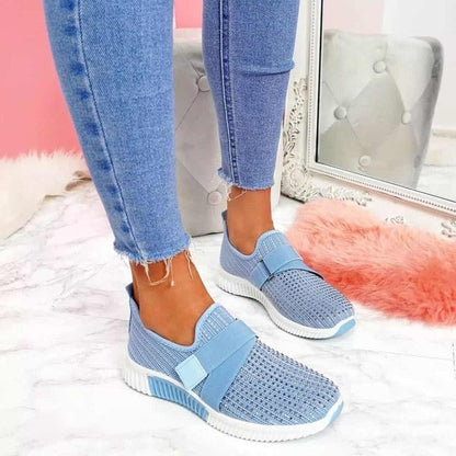 flowersverse Women Casual Shoes Spring Female Shoes Crystal Solid Mesh Sneakers Plus Size Flats Fashion Ladies Sport Shoes Vulcanized Shoes