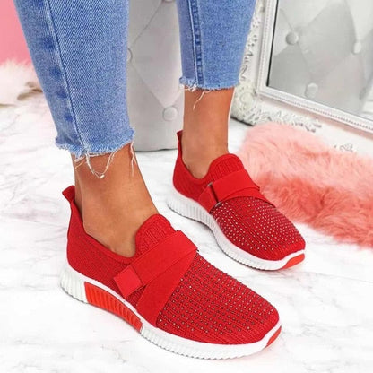 flowersverse Women Casual Shoes Spring Female Shoes Crystal Solid Mesh Sneakers Plus Size Flats Fashion Ladies Sport Shoes Vulcanized Shoes