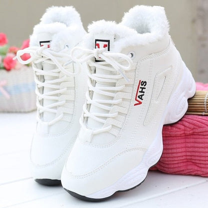 flowersverse New Autumn Sneakers Woman Vulcanized Shoes Suede Female PU Leather Outdoor Lace-Up Plus Hair Thicken Sneakers Women