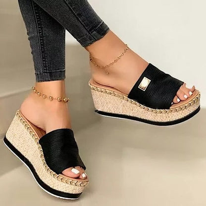 flowersverse latform Wedges Slippers Women Sandals New Female Shoes Fashion Heeled Shoes Casual Summer Slides Slippers Women