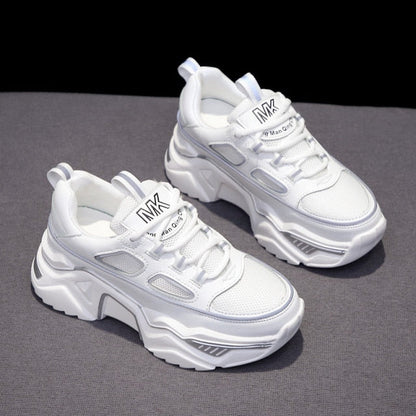 flowersverse Women Sneakers White Black Designer Shoes Woman Autumn Winter Chunky Sneakers Fashion Light Dad Shoes Ladies Platform Footwear