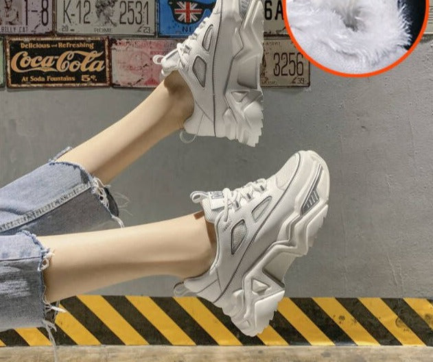 flowersverse Women Sneakers White Black Designer Shoes Woman Autumn Winter Chunky Sneakers Fashion Light Dad Shoes Ladies Platform Footwear