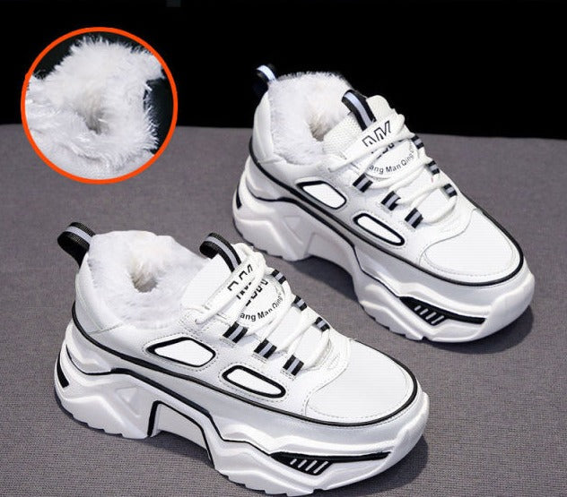 flowersverse Women Sneakers White Black Designer Shoes Woman Autumn Winter Chunky Sneakers Fashion Light Dad Shoes Ladies Platform Footwear